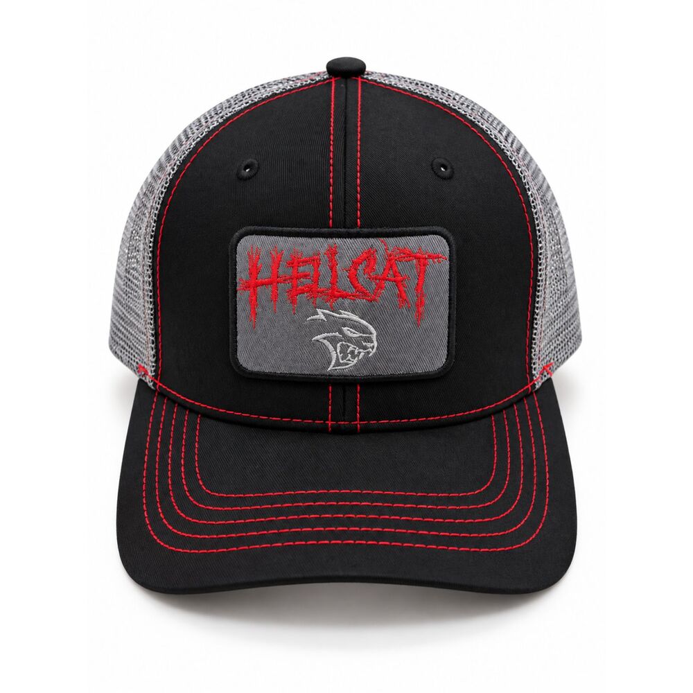 NWT Dodge Hellcat Patch Mesh Snapback Trucker Hat Black Red